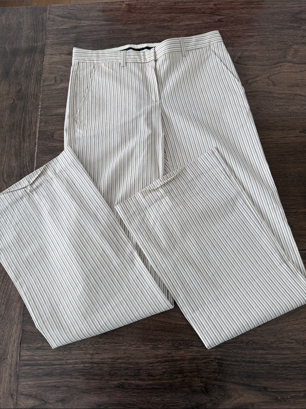 Theory Women's Cream Pinstriped Dress Pants